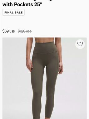 lululemon athletica Olive Green High-Rise Leggings